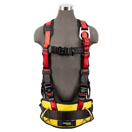 Safewaze Oil & Gas Full Body Harness: 1D, Derrick Belt, QC Chest, FD, TB Legs FS77635-OD